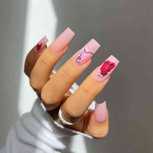 false nails 24pcs long coffin false nails pink graffiti design artificial ballerina fake with glue full cover nail tips press on 220225, Red;gold
false nails 24pcs long coffin false nails pink graffiti design artificial ballerina fake with glue full cover nail tips press on 220225, Red;gold