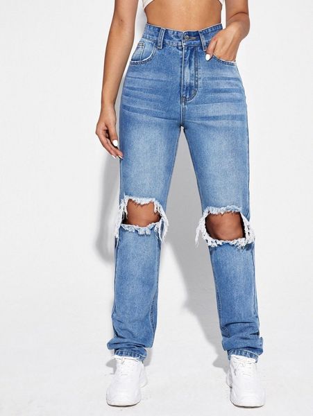 high waisted ripped jeans x5qw#, Blue 
high waisted ripped jeans x5qw#, Blue