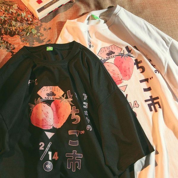 women's t-shirt t-shirts women o-neck short-sleeve korean fashion strawberry print summer casual oversized graphic tees, White
women's t-shirt t-shirts women o-neck short-sleeve korean fashion strawberry print summer casual oversized graphic tees, White