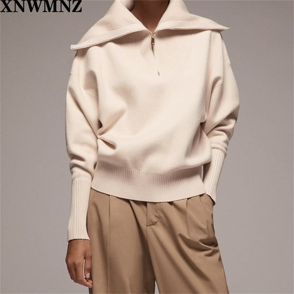 women fashion knit zip-up sweatshirt high neck zip long cuffed sleeve ribbed trims female pullovers chic 210520, White
women fashion knit zip-up sweatshirt high neck zip long cuffed sleeve ribbed trims female pullovers chic 210520, White