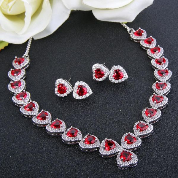 earrings & necklace tuliper heart jewelry set bridal copper cubic zircon for women retro party accessories, Silver
earrings & necklace tuliper heart jewelry set bridal copper cubic zircon for women retro party accessories, Silver