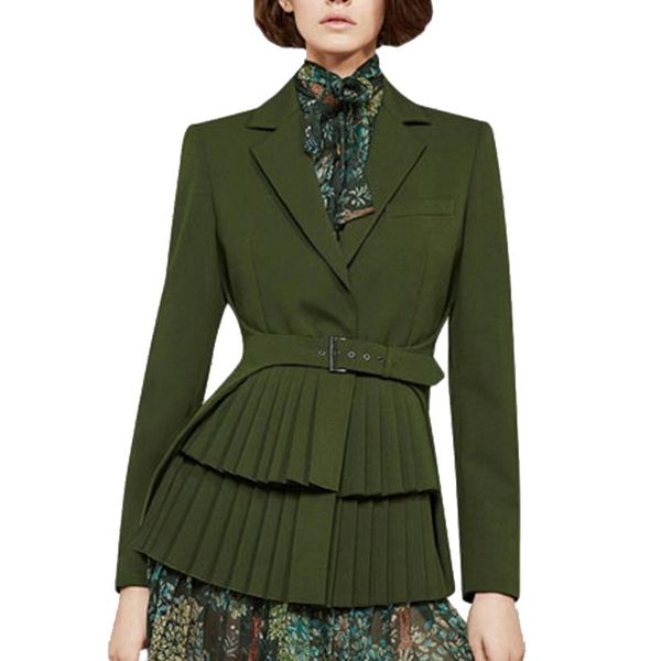 women's suits & blazers ruffle bandage green coat women blazer autumn korean vintage designer abrigos mujer belted coats workwear 55, White;black
women's suits & blazers ruffle bandage green coat women blazer autumn korean vintage designer abrigos mujer belted coats workwear 55, White;black