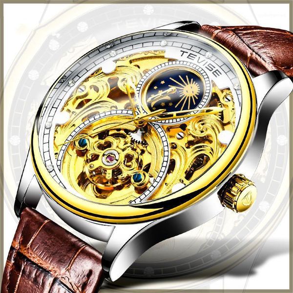 trend man automatic mechanical business leather strap waterproof noctilucent hollow dial moon and stars men's watches t820a wristwatche, Slivery;brown
trend man automatic mechanical business leather strap waterproof noctilucent hollow dial moon and stars men's watches t820a wristwatche, Slivery;brown