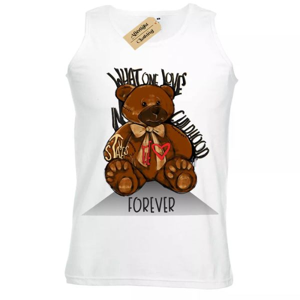 infancia osito camiseta juguete chaleco hombre, White;black 
infancia osito camiseta juguete chaleco hombre, White;black