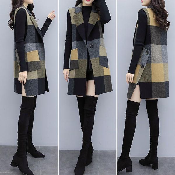 women's vests 2021 spring and autumn korean mid-length waistcoat fashion slim thin temperament coat woolen vest women, Black;white
women's vests 2021 spring and autumn korean mid-length waistcoat fashion slim thin temperament coat woolen vest women, Black;white