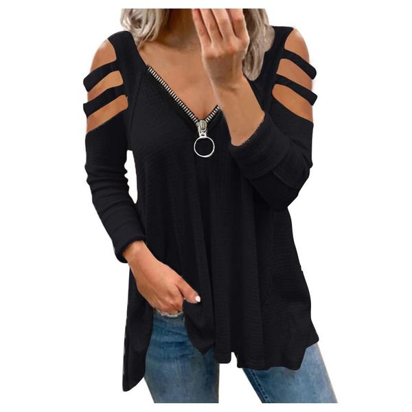 women's blouses & shirts v-neck collar zipper women and bloues long sleeve fold casual blouse summer off the shoulder, White
women's blouses & shirts v-neck collar zipper women and bloues long sleeve fold casual blouse summer off the shoulder, White