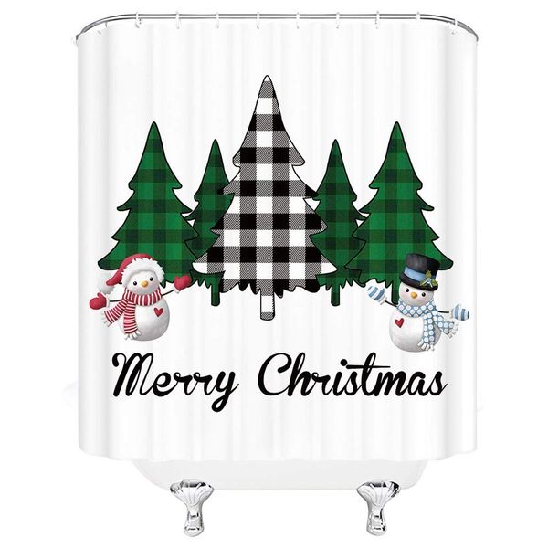 meery christmas shower curtain buffalo check black white green tree farmhouse snowman decor polyester fabric crutain with 12pcs
meery christmas shower curtain buffalo check black white green tree farmhouse snowman decor polyester fabric crutain with 12pcs