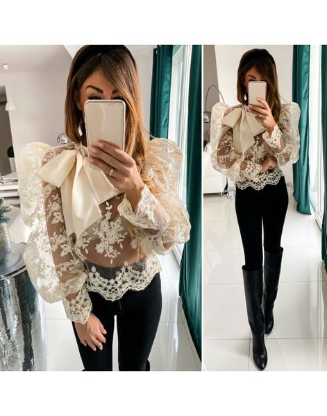 rompers female blouse long sleeve puff bowtie mesh embroidered see through transparent tulle shirt big ladies wear wlw2, Black;white
rompers female blouse long sleeve puff bowtie mesh embroidered see through transparent tulle shirt big ladies wear wlw2, Black;white
