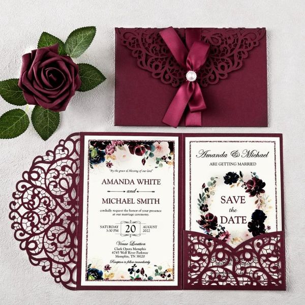 greeting cards 100pcs custom burgundy laser cut hollow wedding invitations pearlized paper with envelopes for party
greeting cards 100pcs custom burgundy laser cut hollow wedding invitations pearlized paper with envelopes for party