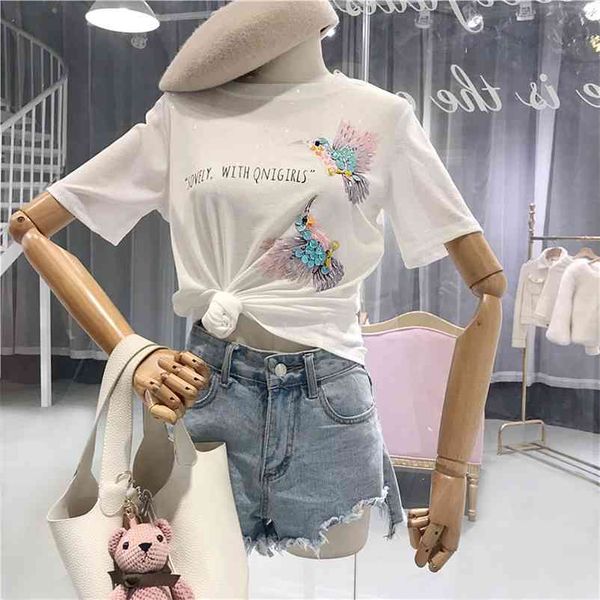 summer fashion women o neck beading sequin bird casual t-shirt female pullover tee a171 210519, White
summer fashion women o neck beading sequin bird casual t-shirt female pullover tee a171 210519, White