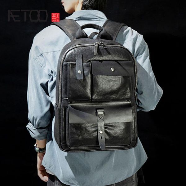 backpack aetoo business casual layer leather backpack, men's computer bag, trendy travel bag
backpack aetoo business casual layer leather backpack, men's computer bag, trendy travel bag