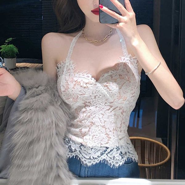 womengaga women's spring summer short tight white lace sleeveless suspender tank korea girl female z8k8 210603
womengaga women's spring summer short tight white lace sleeveless suspender tank korea girl female z8k8 210603