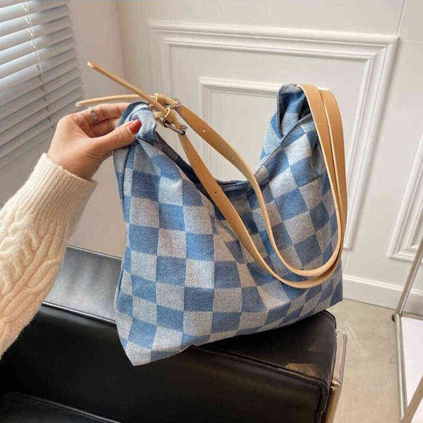 shopping bags large capacity casual tote women s shoulder bag plaid canvas handbags designer female 220315
shopping bags large capacity casual tote women s shoulder bag plaid canvas handbags designer female 220315