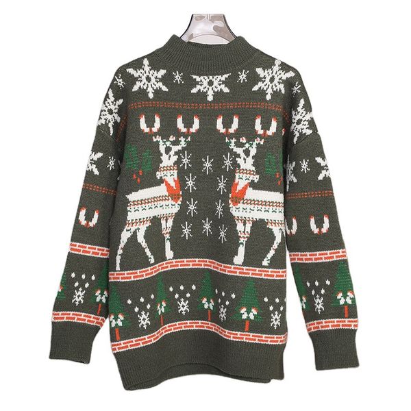 2021 women ladies winter sweaters knitted coat christmas pattern garment casual outfit trendy blouse woman sweater, White;black
2021 women ladies winter sweaters knitted coat christmas pattern garment casual outfit trendy blouse woman sweater, White;black
