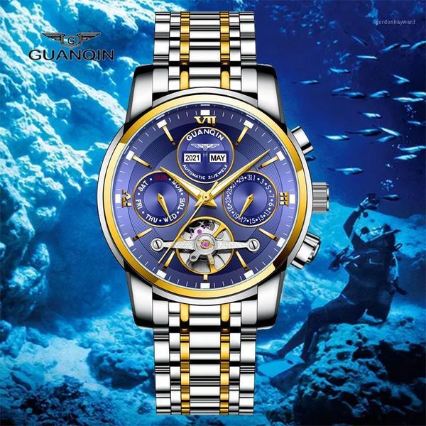 wristwatches guanqin mechanical automatic watch tourbillon men's multi-function chronograph business and sports 30m waterproof calendar, Slivery;brown
wristwatches guanqin mechanical automatic watch tourbillon men's multi-function chronograph business and sports 30m waterproof calendar, Slivery;brown