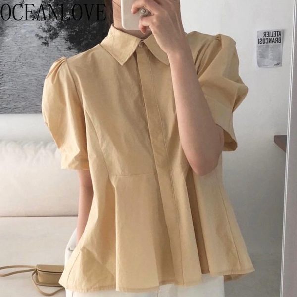 women's blouses & shirts oceanlove blusas mujer solid puff sleeve back folds summer korean vintage women loose 2021 sweet elegant, White
women's blouses & shirts oceanlove blusas mujer solid puff sleeve back folds summer korean vintage women loose 2021 sweet elegant, White
