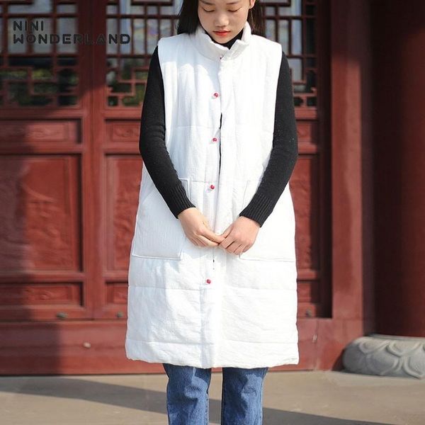 women's vests nini wonderland 2021 winter vest coats women cotton warm long female solid casual stand collar outerwear big size, Black;white
women's vests nini wonderland 2021 winter vest coats women cotton warm long female solid casual stand collar outerwear big size, Black;white