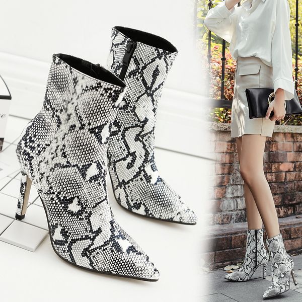 women's pointed toe stilettos snake embossed pu semi fashion boots spring high heels elegant work style size eu 35-40, Black
women's pointed toe stilettos snake embossed pu semi fashion boots spring high heels elegant work style size eu 35-40, Black