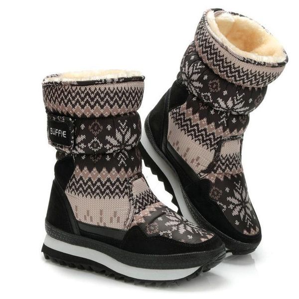 boots winter women christmas snow boot female shoes warm plush fur waterproof mid calf cow suede leather g9ba, Black 
boots winter women christmas snow boot female shoes warm plush fur waterproof mid calf cow suede leather g9ba, Black