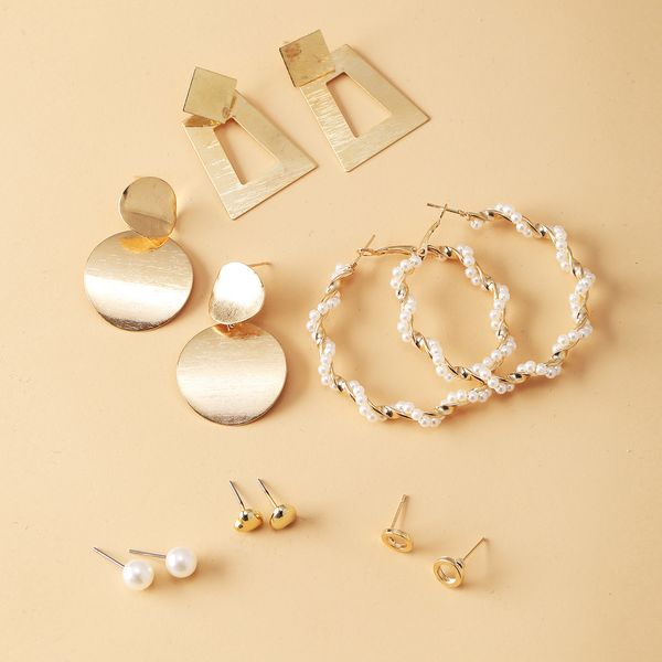 charms earrings 51794 earring set 6-pair creative metal geometric pearl ring, Golden
charms earrings 51794 earring set 6-pair creative metal geometric pearl ring, Golden