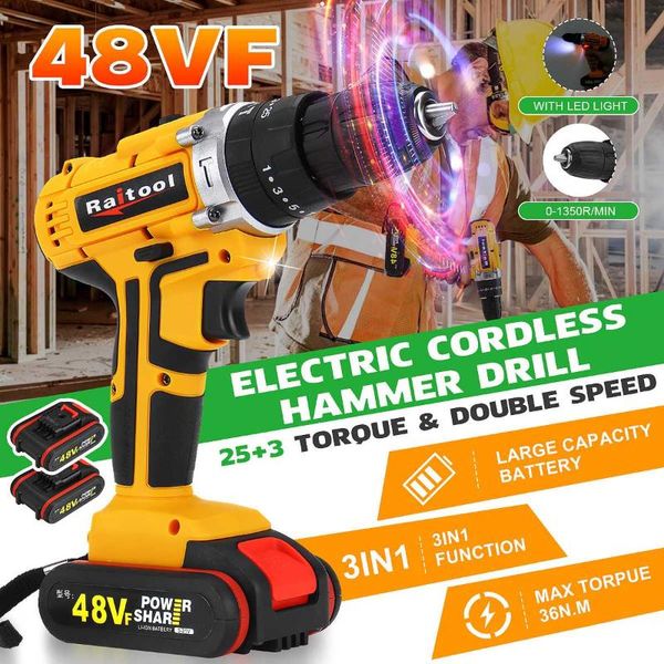 professiona electric drills 3 in 1 drill 48v lithium battery 2 speed cordless hand power rechargeable tools screwdriver driver
professiona electric drills 3 in 1 drill 48v lithium battery 2 speed cordless hand power rechargeable tools screwdriver driver