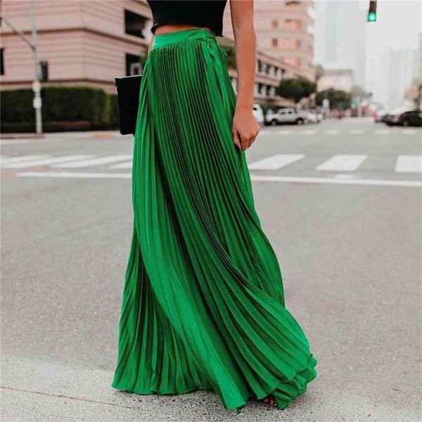 pleated chiffon high waist women's maxi skirts floor length solid long skirt ladies loose green black pink bottoms female 210708
pleated chiffon high waist women's maxi skirts floor length solid long skirt ladies loose green black pink bottoms female 210708