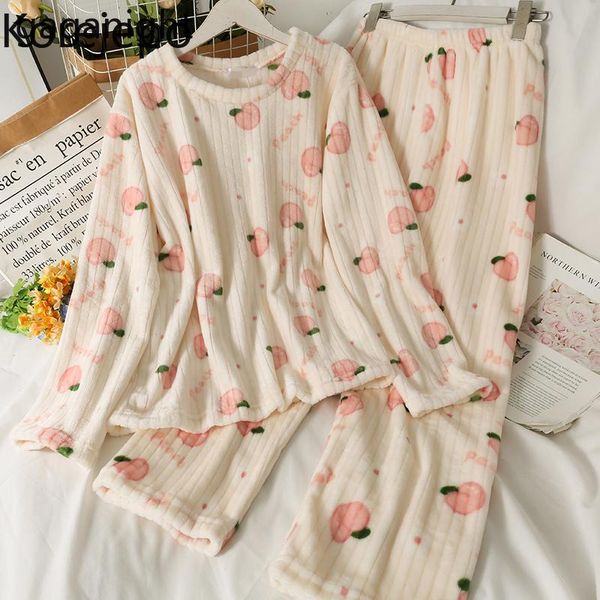 women's two piece pants korejepo sweet pajamas women 2 set 2021 autumn winter warm loose long-sleeved peach print kawaii home wear clot, White
women's two piece pants korejepo sweet pajamas women 2 set 2021 autumn winter warm loose long-sleeved peach print kawaii home wear clot, White
