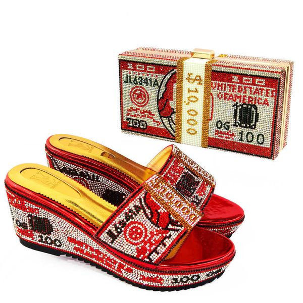 money style dinner fashion slippers with rhinestone bags wear versatile muffin shoes thick soled and handbags, Black
money style dinner fashion slippers with rhinestone bags wear versatile muffin shoes thick soled and handbags, Black