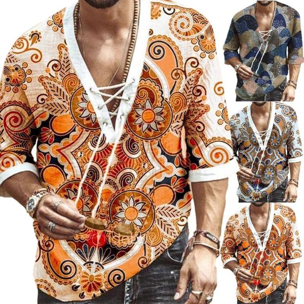 men's t-shirts 2021 men spring summer fashion half sleeve v neck floral print chest lace-up shirt cotton linen casual male tees loose, White;black
men's t-shirts 2021 men spring summer fashion half sleeve v neck floral print chest lace-up shirt cotton linen casual male tees loose, White;black