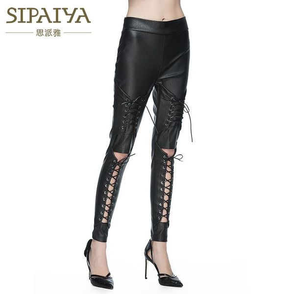 women's pants & capris fall 2021 cross ties tight black pu leather zippers motorcycle pencil for women, Black;white
women's pants & capris fall 2021 cross ties tight black pu leather zippers motorcycle pencil for women, Black;white