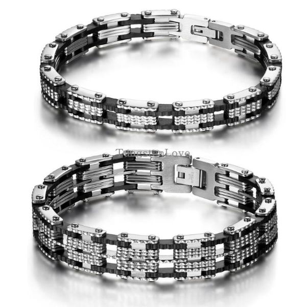 trendy 21cm inlay rubber black stainless steel bracelet mens bangle bike chain italy designer jewelry 8/13cm width selection link,
trendy 21cm inlay rubber black stainless steel bracelet mens bangle bike chain italy designer jewelry 8/13cm width selection link,