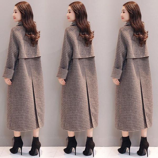 women's wool & blends 2021 women autumn winter casual outerwear lady slim plaid double breasted mid-long coat female elegant oversize j, Black
women's wool & blends 2021 women autumn winter casual outerwear lady slim plaid double breasted mid-long coat female elegant oversize j, Black