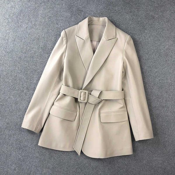 women's leather & faux ol autumn spring elegant belt tailored coat genuine blazers jackets b349, Black
women's leather & faux ol autumn spring elegant belt tailored coat genuine blazers jackets b349, Black