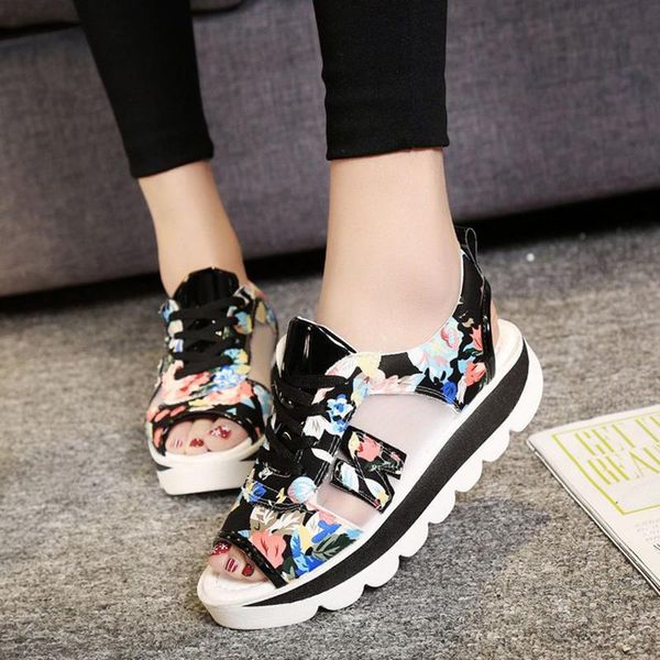 summer ladies sandals thick bottom sports women flat heel floral front lace breathable mesh women's shoes, Black
summer ladies sandals thick bottom sports women flat heel floral front lace breathable mesh women's shoes, Black