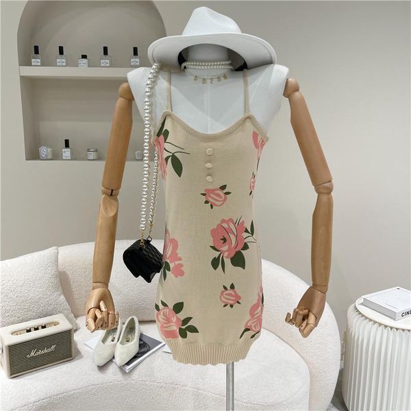 casual dresses niche design women's spring summer 2021 fashion vintage floral slim sling knit dress, Black;gray
casual dresses niche design women's spring summer 2021 fashion vintage floral slim sling knit dress, Black;gray