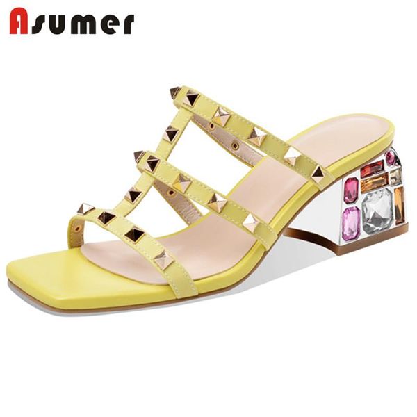 arrive women sandals genuine leather shoes rivet crystal square high heel party ladies, Black
arrive women sandals genuine leather shoes rivet crystal square high heel party ladies, Black