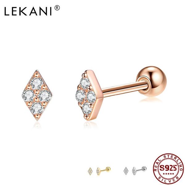 stud lekani geometric rhombus 925 sterling silver earrings for women full clear cubic zirconia small earring party fine jewelry, Golden;silver 
stud lekani geometric rhombus 925 sterling silver earrings for women full clear cubic zirconia small earring party fine jewelry, Golden;silver