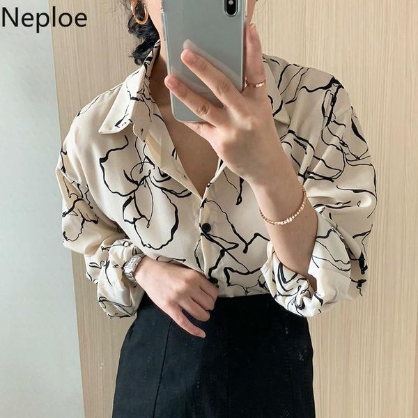 women's blouses & shirts neploe korean chic turn down collar long sleeve sketch abstract print blouse single breast loose ol blusas aut, White
women's blouses & shirts neploe korean chic turn down collar long sleeve sketch abstract print blouse single breast loose ol blusas aut, White
