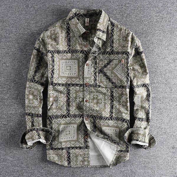 men's casual shirts autumn japanese retro long sleeve geometric patterns printed shirt fashion pure cotton washed youth loose blouses, White;black
men's casual shirts autumn japanese retro long sleeve geometric patterns printed shirt fashion pure cotton washed youth loose blouses, White;black