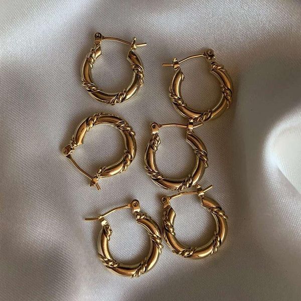 hoop & huggie titanium steel double twist earrings stylish 18k gold plated stainless, Golden;silver
hoop & huggie titanium steel double twist earrings stylish 18k gold plated stainless, Golden;silver