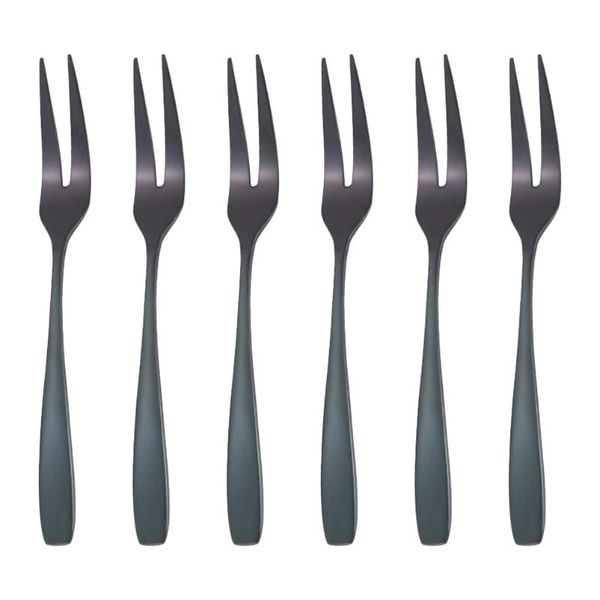 forks 6pcs stainless steel dessert cake fork durable mini 2 pong fruit salad picks for party (black)
forks 6pcs stainless steel dessert cake fork durable mini 2 pong fruit salad picks for party (black)