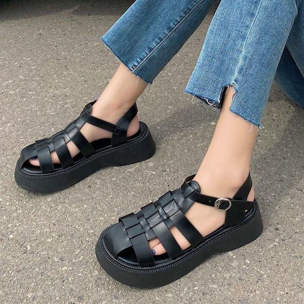 sandals style roman ladies flat round toe holiday beach shoes mary jane heels platform women summer, Black
sandals style roman ladies flat round toe holiday beach shoes mary jane heels platform women summer, Black