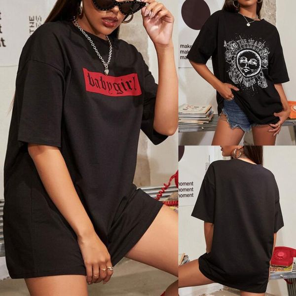 women's t-shirt 2021 style summer letter print graphic t-shirts, stylish short sleeve round neck oversized basic loose tees, White
women's t-shirt 2021 style summer letter print graphic t-shirts, stylish short sleeve round neck oversized basic loose tees, White