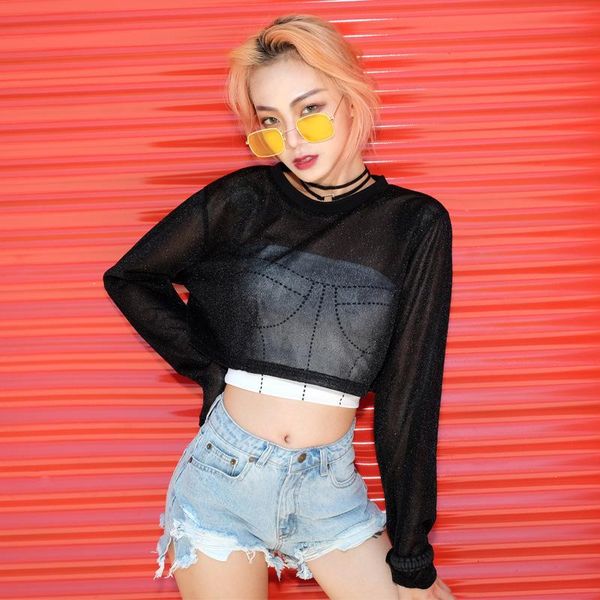 women's t-shirt 2021 see through mesh t shirts long sleeve o collar navel bare cropped mujer woman fashion ladies black shirt, White
women's t-shirt 2021 see through mesh t shirts long sleeve o collar navel bare cropped mujer woman fashion ladies black shirt, White