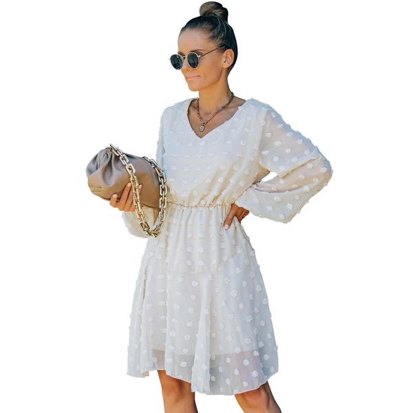 casual dresses long sleeve dress female spring and autumn v-neck solid color hedging lantern a-line skirt, Black;gray