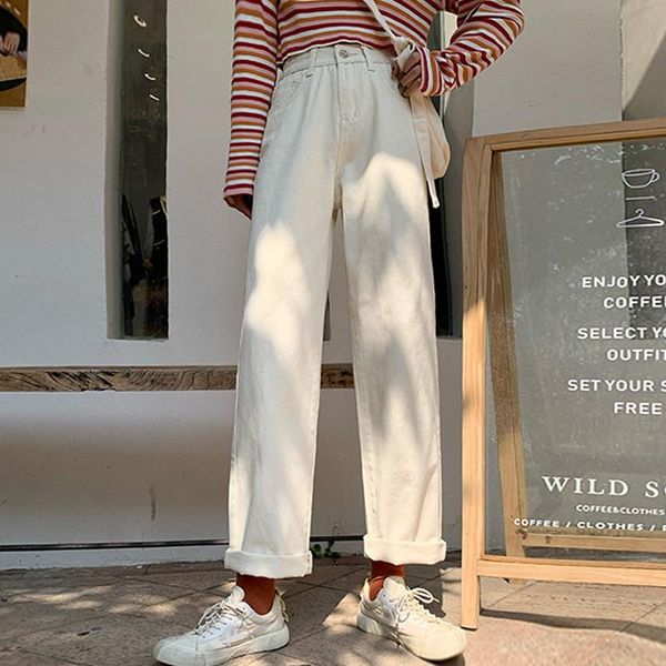 women's jeans white women spring autumn korean harajuku fresh wild trend ins high waist solid color straight loose thin denim pants, Blue
women's jeans white women spring autumn korean harajuku fresh wild trend ins high waist solid color straight loose thin denim pants, Blue