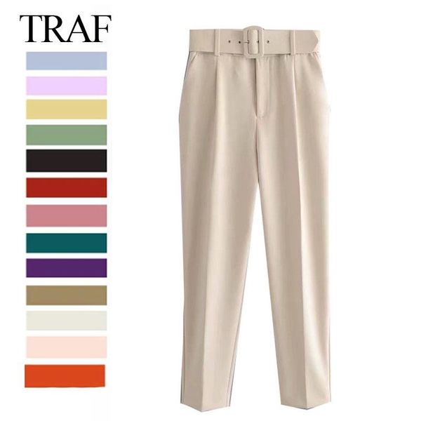 women's pants & capris za fashion formal belt high waist ladies solid straight ankle-length trousers streetwear female chic, Black;white
women's pants & capris za fashion formal belt high waist ladies solid straight ankle-length trousers streetwear female chic, Black;white