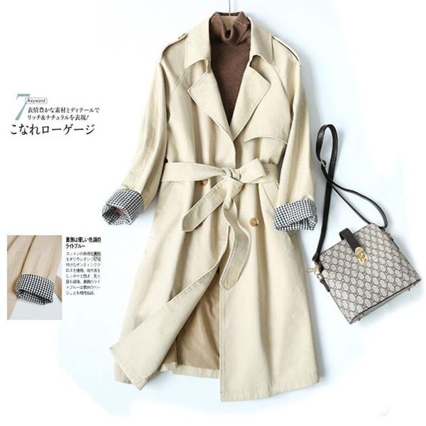 women's trench coats elegant literary windbreaker mid-length 2021 autumn coat ladies, Tan;black
women's trench coats elegant literary windbreaker mid-length 2021 autumn coat ladies, Tan;black