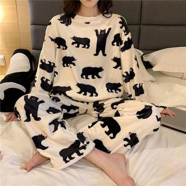 winter flannel warm pajamas women sleepwear korean kawaii cartoon pajama set fashion pijama mujer leisure home cloth pyjama, Black;red
winter flannel warm pajamas women sleepwear korean kawaii cartoon pajama set fashion pijama mujer leisure home cloth pyjama, Black;red