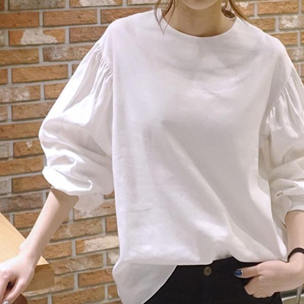 causal autumn korean womens blouses lantern sleeve plian spring long loose office ladies white 4
causal autumn korean womens blouses lantern sleeve plian spring long loose office ladies white 4